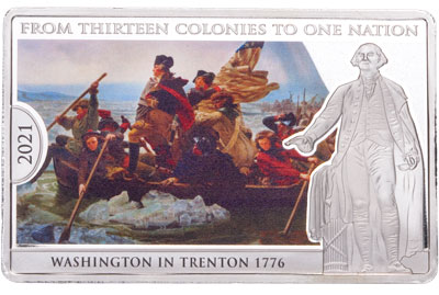2021 Washington Crossing the Delaware to Trenton 13 Colonies to One Nation Silver-Plated 100 gram Copper Bar - Littleton Coin Blog