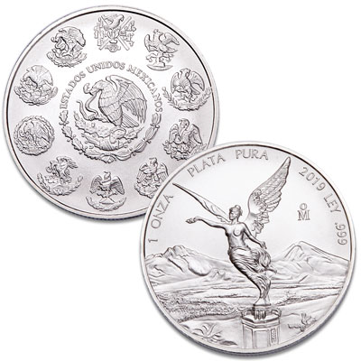 2019 1 Oz Silver Mexican MONTEZUMA LIBERTAD  Ruthenium Coin.