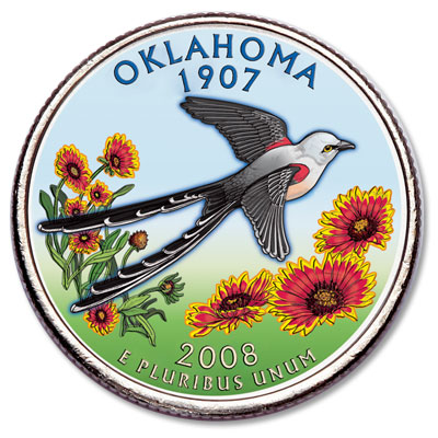 Colorized Oklahoma Statehood quarter - Littleton Coin Blog 