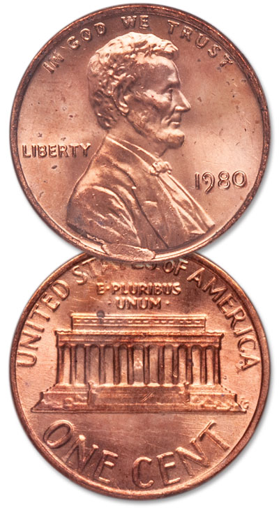 1980 Lincoln Cent, die break example - Littleton Coin Blog