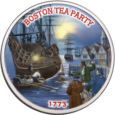2023 Colorized American 250th Niue Half Dollar - Boston Tea Party - Littleton Coin Blog
