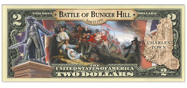 Battle of Bunker Hill $2 Colorized Note in Holder - Littleton Coin Blog
