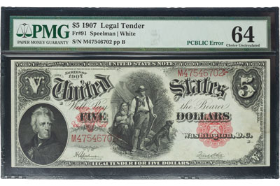 1907 $5 Legal Tender Note Engraving Error - Littleton Coin Blog