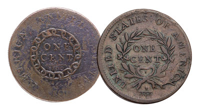 1793 Flowing Hair Large Cents: Chain Reverse & Wreath Reverse - Littleton Coin Blog