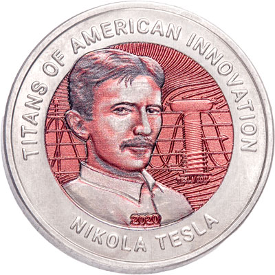 2020 Ghana Titanium Titans of American Innovation - Nikola Tesla - Littleton Coin Blog