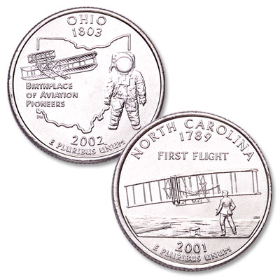 Statehood quarters with Orville Wright's first flight - Littleton Coin Blog