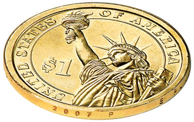 2007 Presidential dollar,  inclused mint mark on edge - Littleton Coin Blog