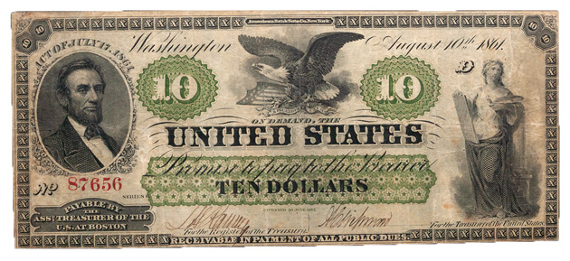 1861 $10.00 Demand Note - Littleton Coin Blog