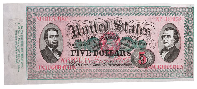 1865 $5 Inaugural Note - Littleton Coin Blog