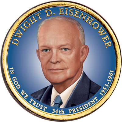 Colorized Dwight D. Eisenhower Presidential Dollar - Littleton Coin Blog