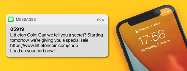 SMS sign up - LIttleton Coin Blog