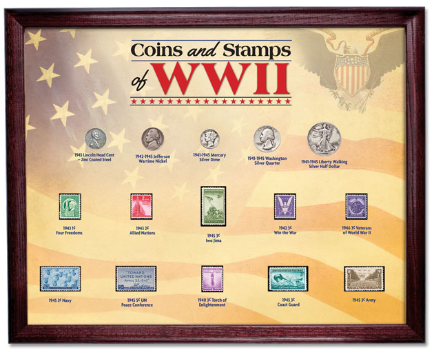 WWII Coins and Stamps Frame Set