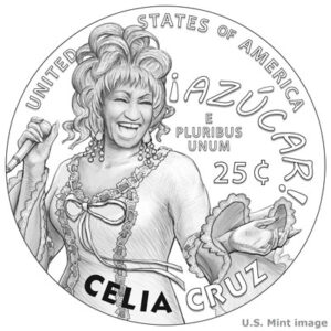 Line art for the 2024 Celia Cruz quarter - Littleton Coin Blog