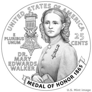 Line art for the 2024 Mary Walker quarter - Littleton Coin Blog